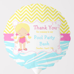 Blonde Girl Pool Party Bash Party Balloon