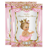 Blonde Girl Princess Baby Shower Pink Silk Gold Card