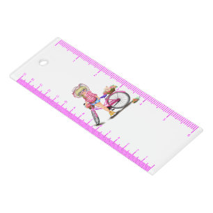 Blonde Girl Ruler with Pink Bike