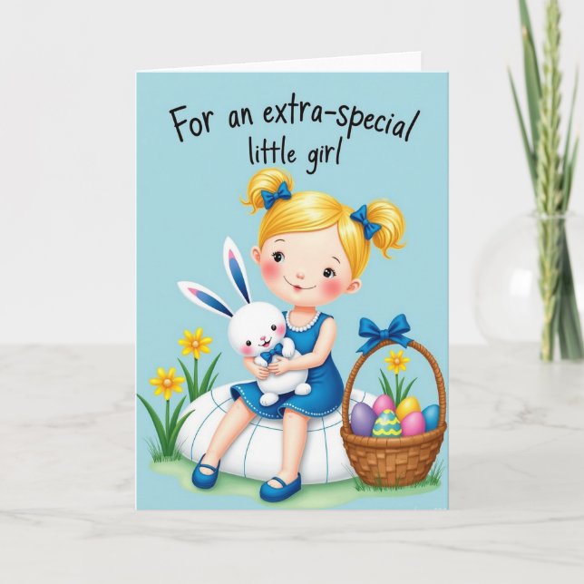 Blonde Girl Springtime Egg Card (Front)