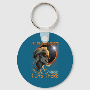 Blonde Girl Total Solar Eclipse 2024 New Brunswick Keychain