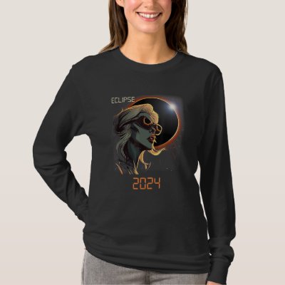 Blonde Girl Total Solar Eclipse 2024 T-Shirt