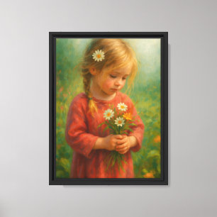 Blonde Girl with Daisies Canvas Print
