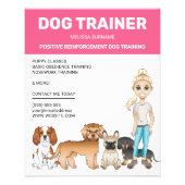 Blonde Girl With Dogs Personalizable Dog Trainer Flyer (Front)