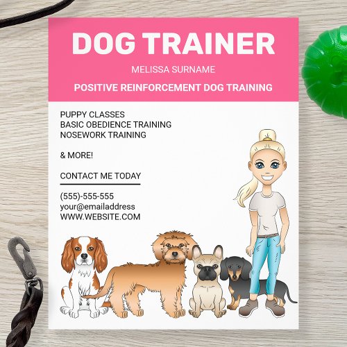 Blonde Girl With Dogs Personalizable Dog Trainer Flyer