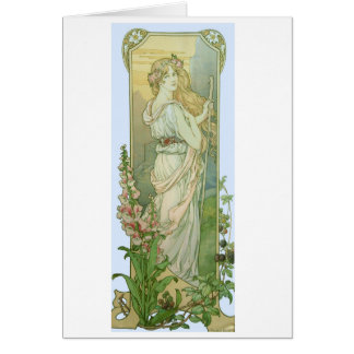 Blonde Girl with Flowers in Her Hair Cards