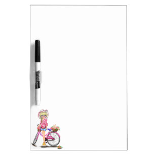 Blonde Girl with Pink Bike Dry Erase Board Gift