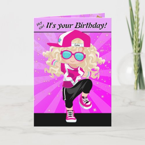 Blonde Girls Hip Hop Happy Birthday Card