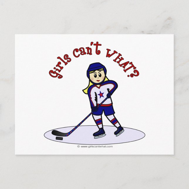 Blonde Girls Hockey Player Postcard (Front)