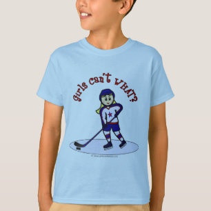 Blonde Girls Hockey Player T-Shirt