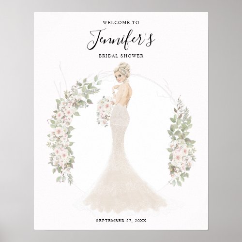 Blonde Glam Bride Bridal Shower Welcome Sign