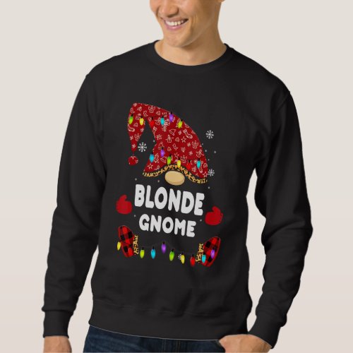 Blonde Gnome Buffalo Plaid Matching Family Christm Sweatshirt