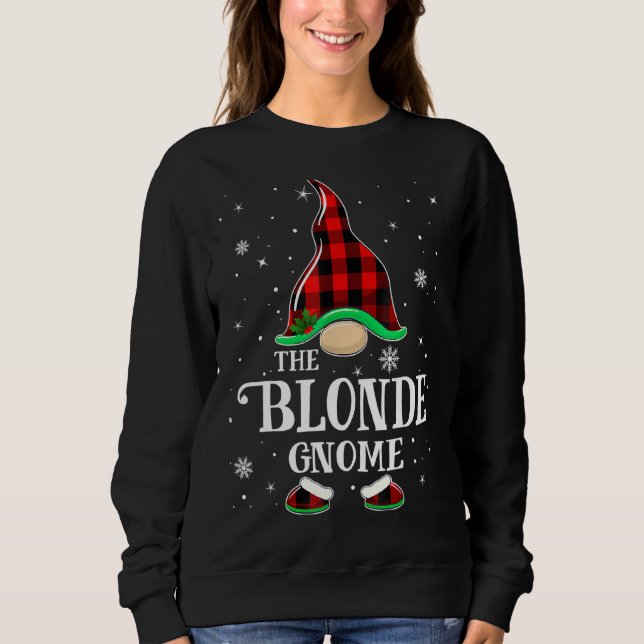 Blonde Gnome Buffalo Plaid Matching Family Christm Sweatshirt (Front)