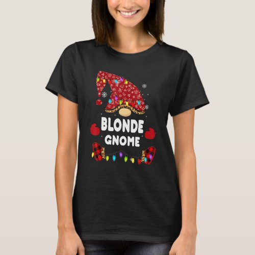 Blonde Gnome Buffalo Plaid Matching Family Christm T_Shirt