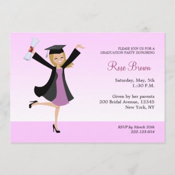 Blonde Graduation Party Invitation by ArtbyMonica at Zazzle