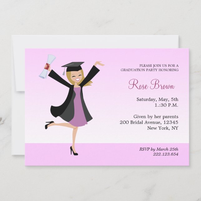 Blonde Graduation Party Invitation (Front)