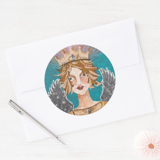 Blonde Guardian Angel Princess Priestess Paloma Classic Round Sticker (Envelope)