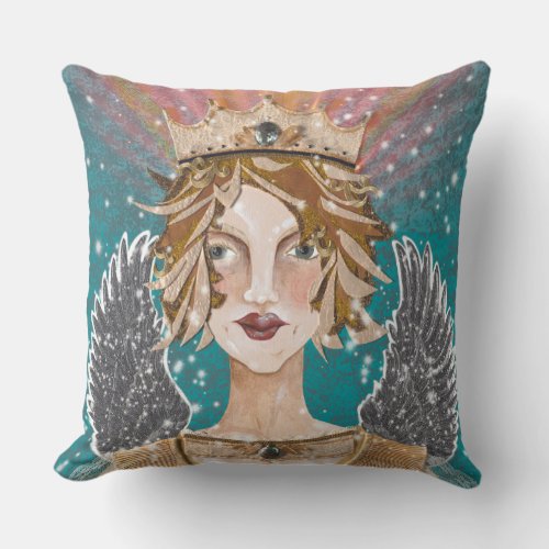 Blonde Guardian Angel Princess Priestess Paloma  Throw Pillow
