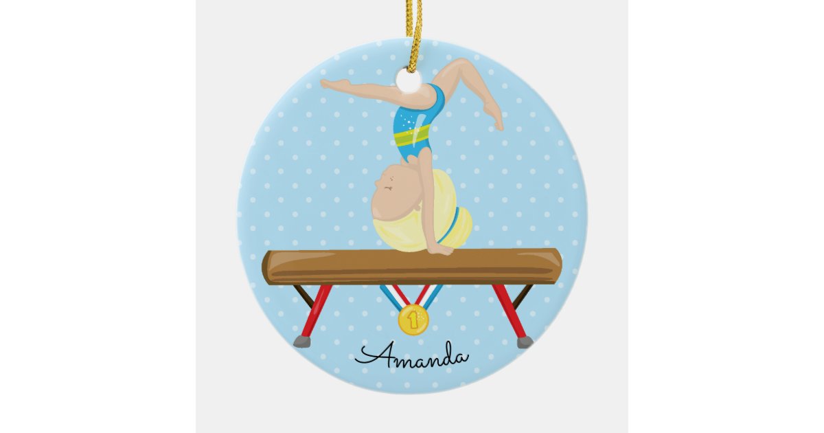 Blonde Gymnast Gymnastics Christmas Ornament Zazzle