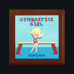 Blonde Gymnastics Girl Cute Custom Gymnast Gift Box<br><div class="desc">This cute gymnastics girl gift box features a pretty blonde gymnast girl standing in front of a beam. This little girl is wearing a red leotard and smiling above her beautiful blue personalized name on this kids present.</div>