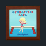 Blonde Gymnastics Girl Cute Custom Gymnast Gift Box<br><div class="desc">This cute gymnastics girl gift box features a pretty blonde gymnast girl standing in front of a beam. This little girl is wearing a red leotard and smiling above her beautiful blue personalized name on this kids present.</div>