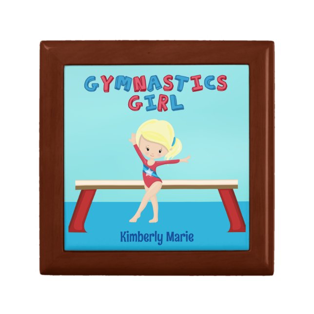 Blonde Gymnastics Girl Cute Custom Gymnast Gift Box (Front)