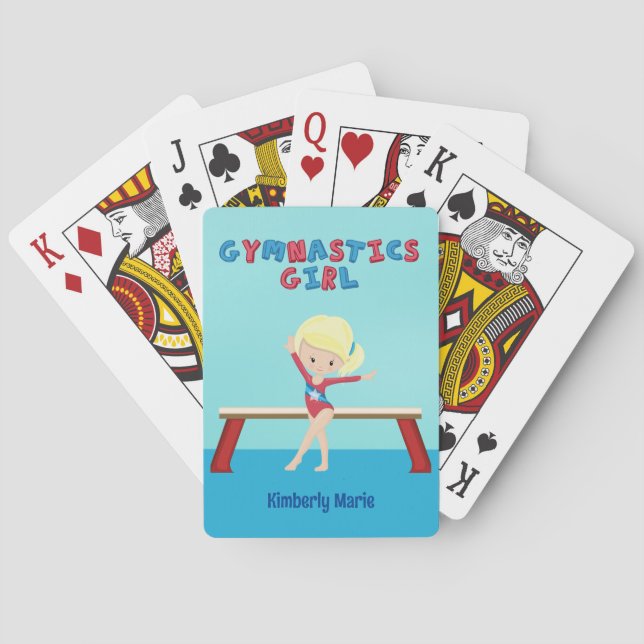 Blonde Gymnastics Girl Cute Custom Gymnast Poker Cards (Back)