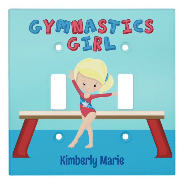 Blonde Gymnastics Girl Cute Personalized Kids Light Switch Cover (Front)