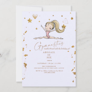 Blonde Gymnastics Tumble & Twirl Birthday Party II Invitation