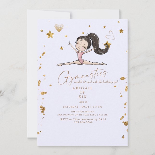 Blonde Gymnastics Tumbling Birthday Party  Invitation (Front)