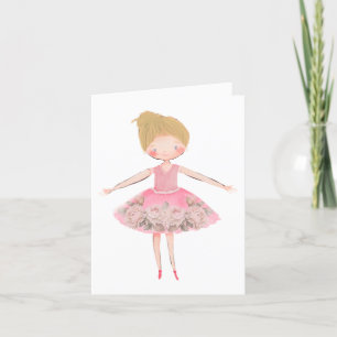 Blonde Hair Ballerina Blank Letterpress Thank You Card