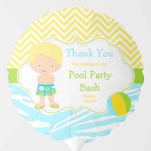 Blonde Hair Boy Pool Party Bash Party Balloon