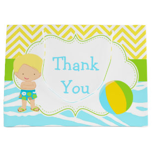 Blonde Hair Boy Pool Party Bash Party Thank You Large Gift Bag