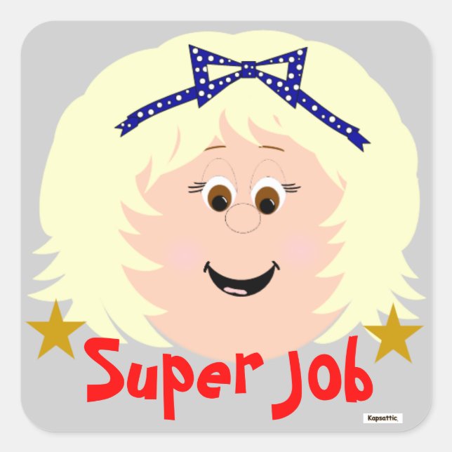 Blonde Hair Brown Eyed Girl Super Job Sticker (Front)