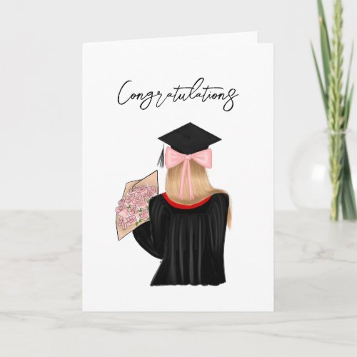 Blonde Hair Coquette Graduate Congratulations  Card