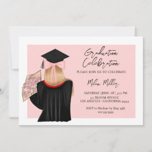 Blonde Hair Coquette Graduate Graduation Party Invitation