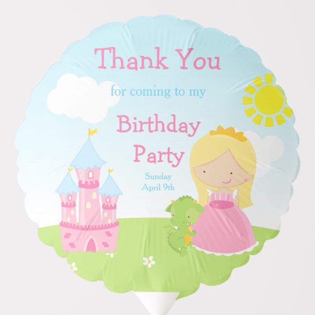 Blonde Hair Girl Birthday Party Balloon (Front)