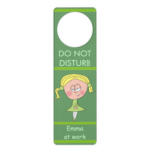 Blonde Hair Girl Funny Green Door Hangers