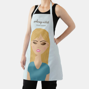 Blonde Hair Girl With Makeup Custom Makeup Artist Apron