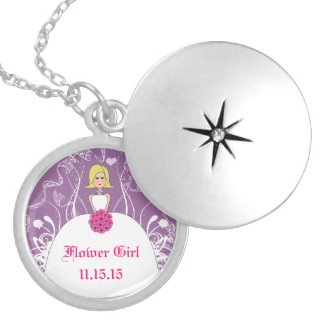 Blonde Hair Lavender Wedding Flower Girl Necklace