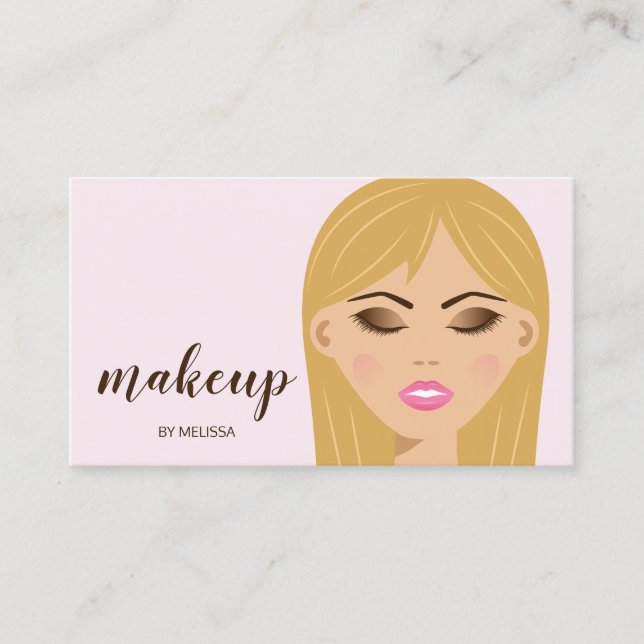 Blonde Hair Makeup Girl Close-up Makeup Artist Business Card (Front)