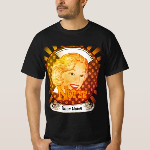 Blonde Hair Nurse custom name T_Shirt