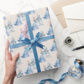 Blonde Hair Princess and Castle Wrapping Paper