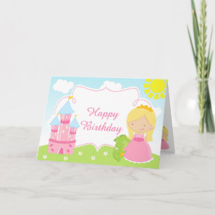 Blonde Hair Princess and Dragon Card