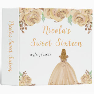 Blonde Hair Princess Peach Floral Sweet Sixteen 3 Ring Binder