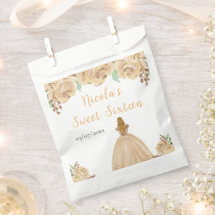Blonde Hair Princess Peach Floral Sweet Sixteen Favor Bag