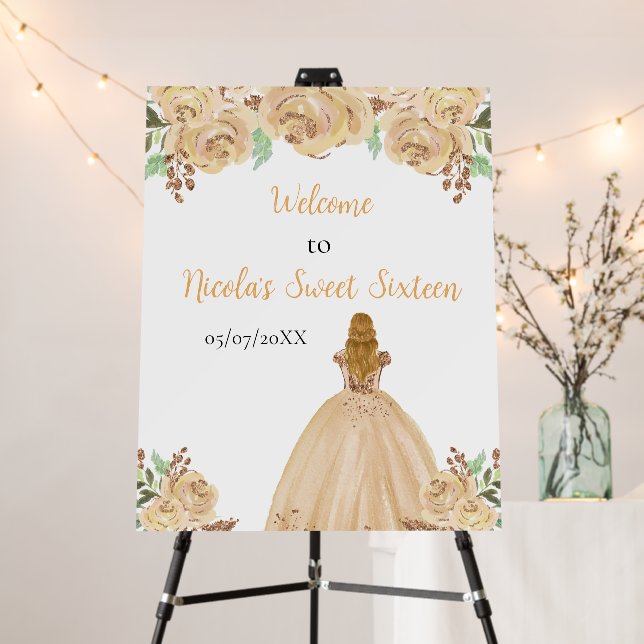 Blonde Hair Princess Peach Sweet Sixteen Welcome Foam Board (In Situ (Stand))