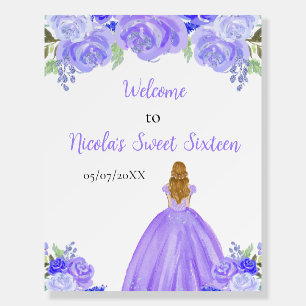 Blonde Hair Princess Purple Sweet Sixteen Welcome Foam Board