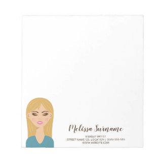 Blonde Hair Woman Personalized Name Makeup Artist Notepad