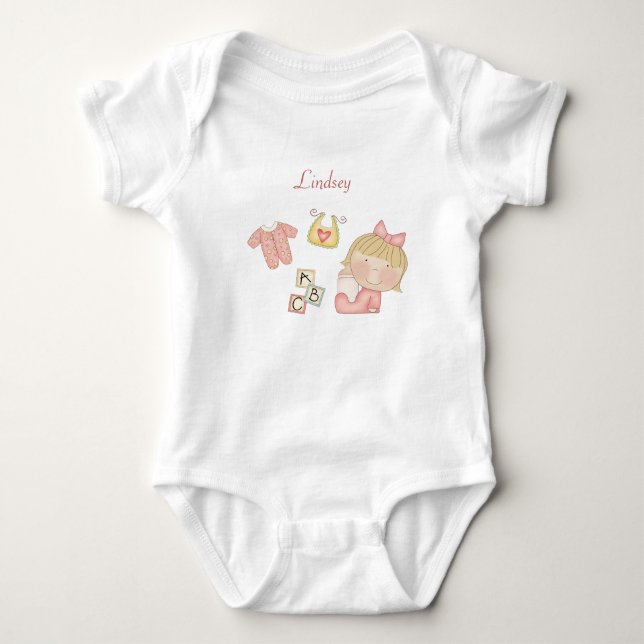 Blonde Haired Baby Girl - ABC's Baby Bodysuit (Front)
